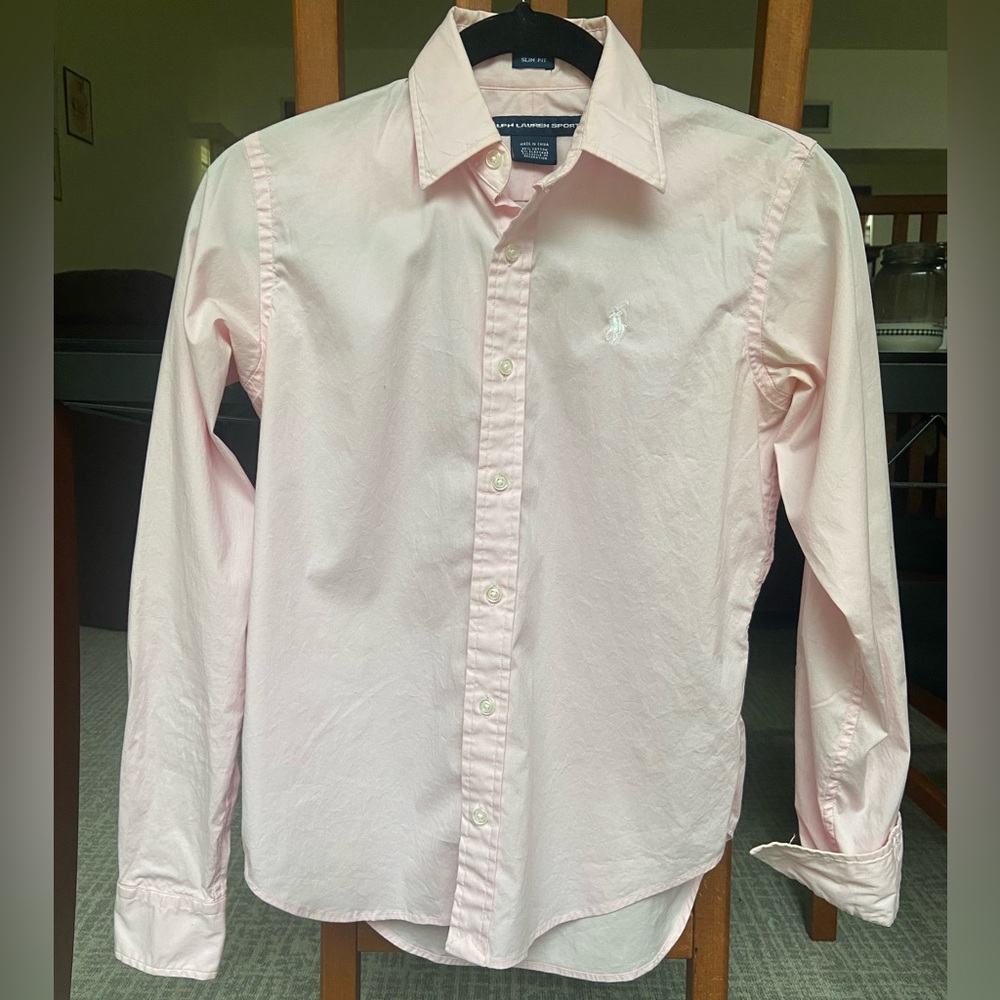 Pale pink pastel Ralph Lauren Sport slim-fit collared shirt